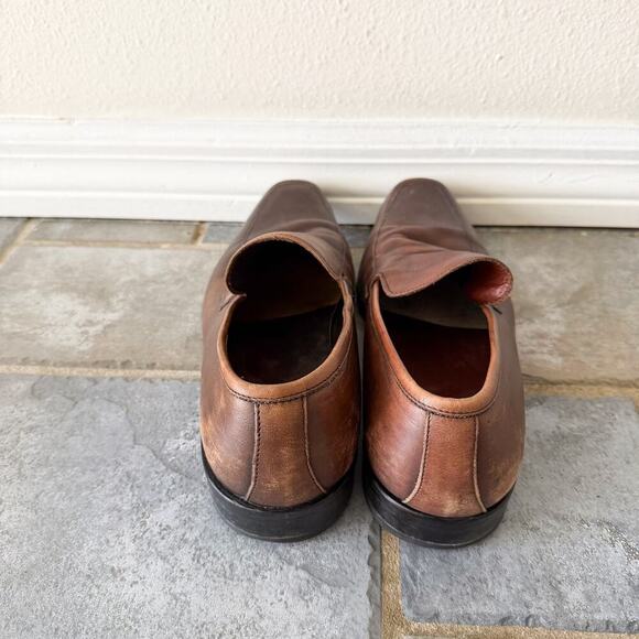 Hugo Boss Brown Leather Loafers Mens 9 Slip On Square Toe Dress Shoes main image 7